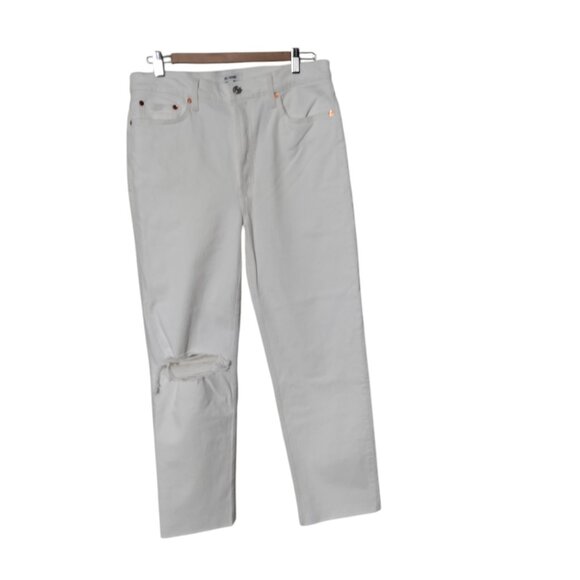 Re/done 70s ultra high rise‎ stove pipe Jeans White Size 30  Button Fly - Picture 1 of 13
